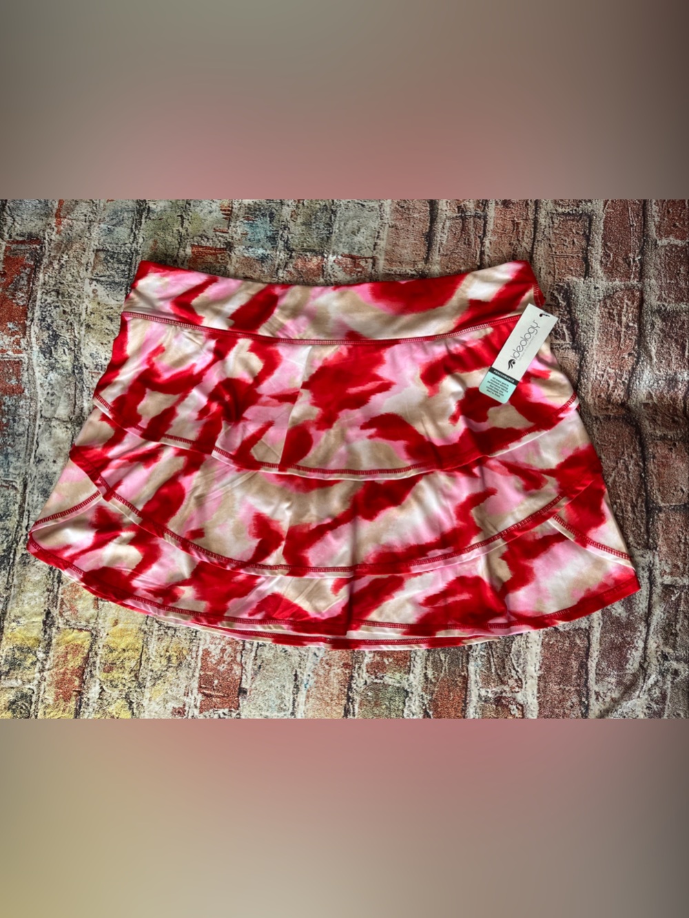 Ideology Womens Size 2X Fiery Red Twist-Print Flounce Skort NWT